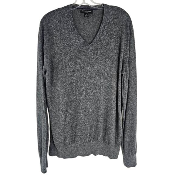 Banana Republic VNeck Pullover Sweater Sz XL Silk Linen Gray Quiet Luxury - Picture 1 of 7